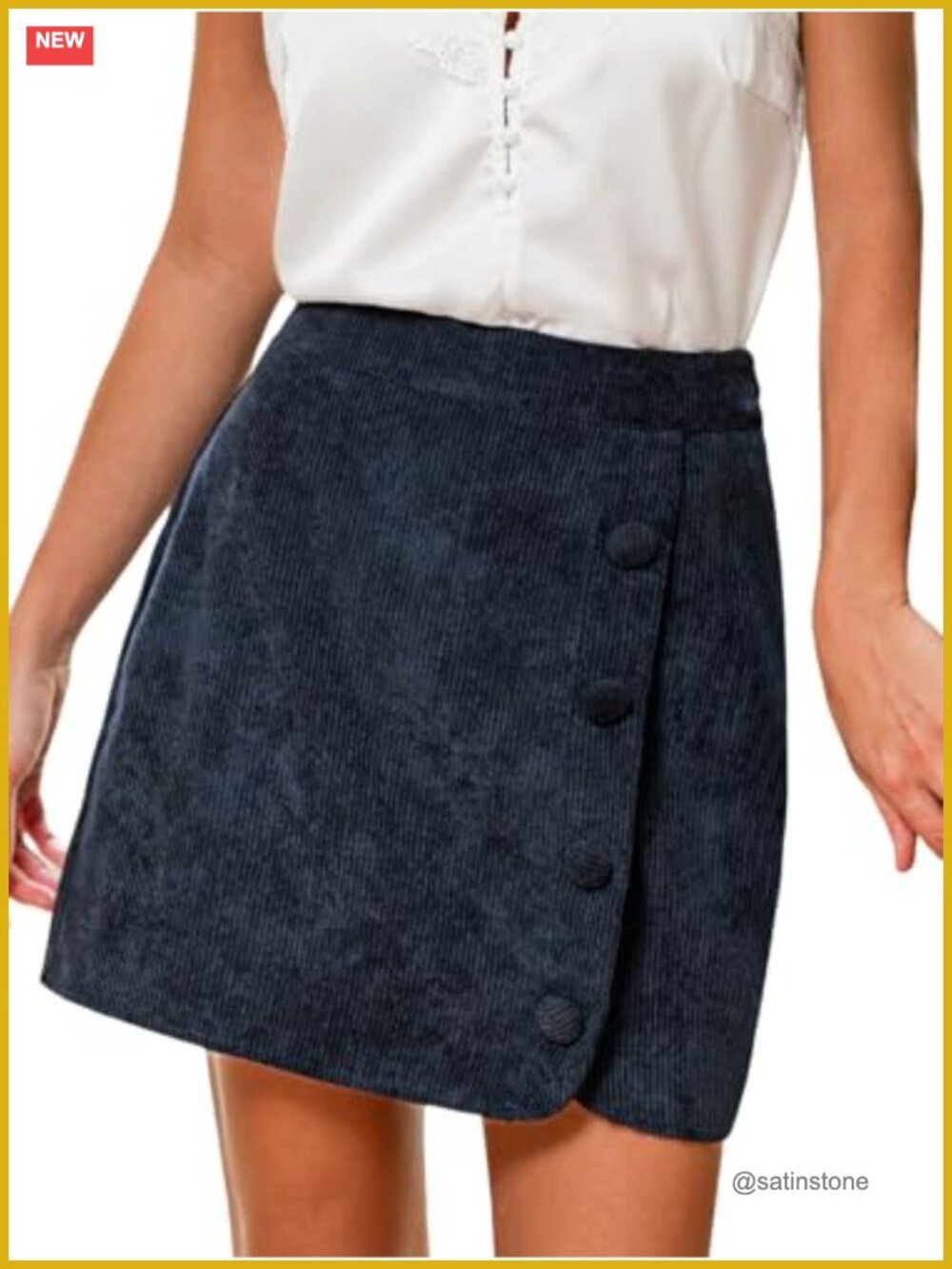 Mini Corduroy Skirt High Waist Side Zip Above Knee Casual Outfit